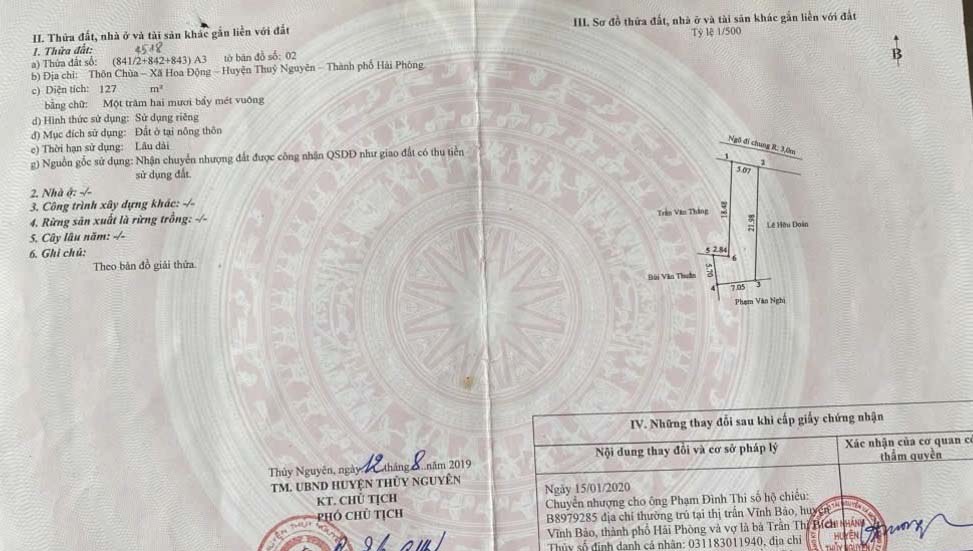 Bán lô đất sát dự án Doji,  phường Hoa Động, TP Thuỷ Nguyên, Hải Phòng