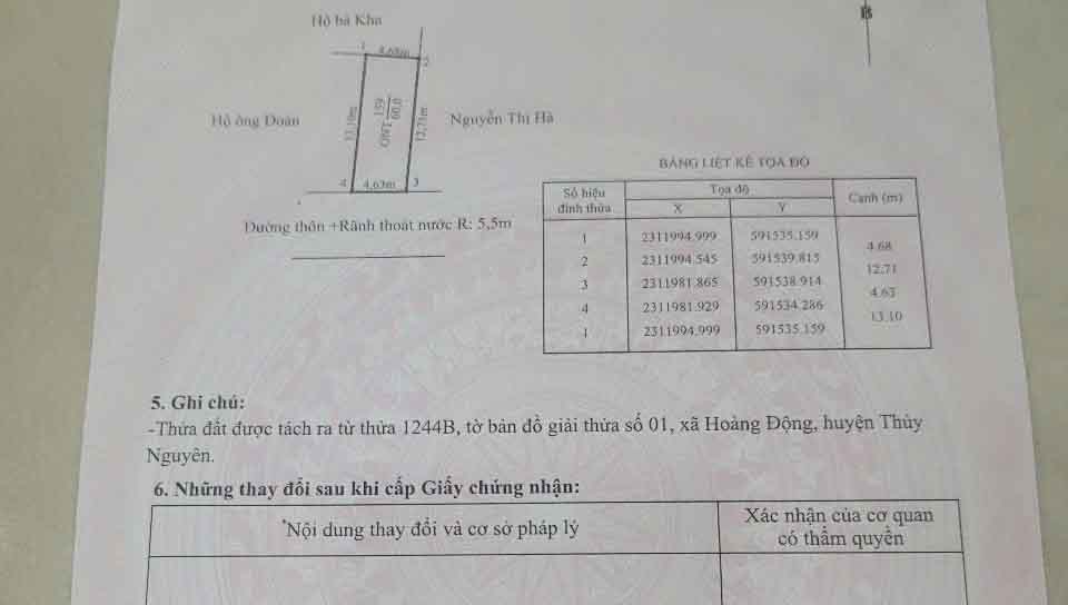 Bán lô đất mặt đường Phường Hoàng Lâm, TP Thủy Nguyên, Hải Phòng
