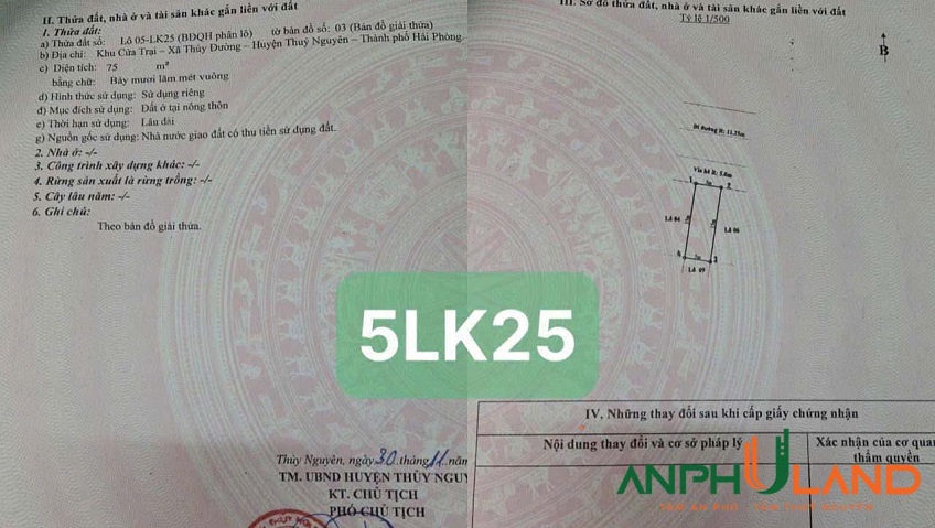 Bán lô đất siêu đẹp khu Cửa Trại, phường Thuỷ Đường, TP Thuỷ Nguyên, Hải Phòng