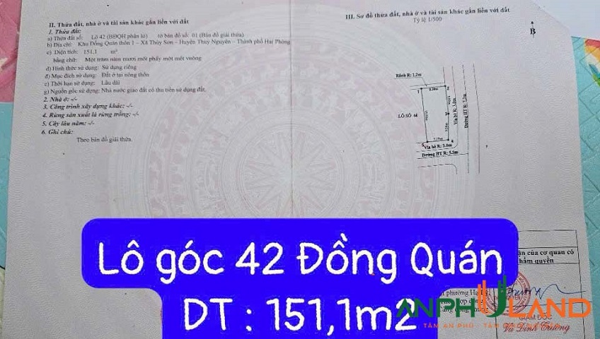 Lô góc cực đẹp tại khu phân lô Đống Quán, phường Thuỷ Đường, TP Thuỷ Nguyên, Hải Phòng
