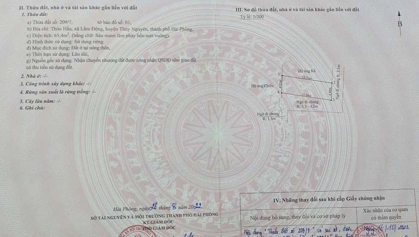 Bán lô góc trung tâm phường Hoàng Lâm, TP Thuỷ Nguyên, Hải Phòng