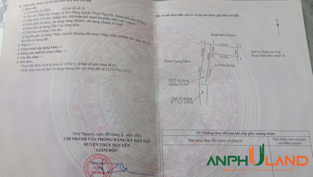 Cần bán lô đất đẹp tại TDP Bái Trong, phường Hoa Động, TP Thuỷ Nguyên, Hải Phòng