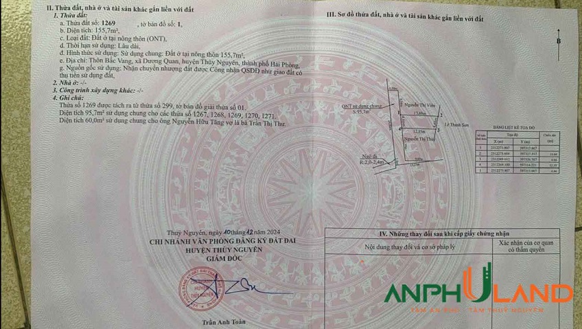 Cần bán lô đất hiếm giá tốt tại TDP Bấc Vang, Phường Dương Quan, TP Thủy Nguyên, Hải Phòng
