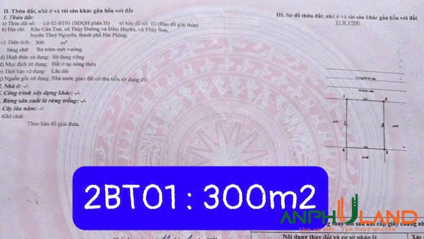 Cần bán lô biệt thự cực hiếm tại khu Cửa Trại, Phường Thủy Đường, TP Thủy Nguyên, Hải Phòng