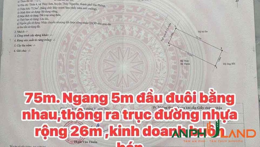 Chào bán lô đất view dự án, Phường Thuỷ Đường, TP Thủy Nguyên, Hải Phòng