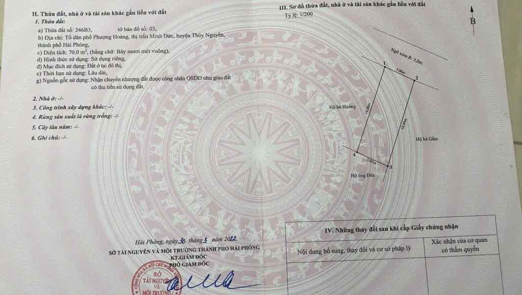 Cần bán lô đất tại Phường Minh Đức, TP Thủy Nguyên, Hải Phòng