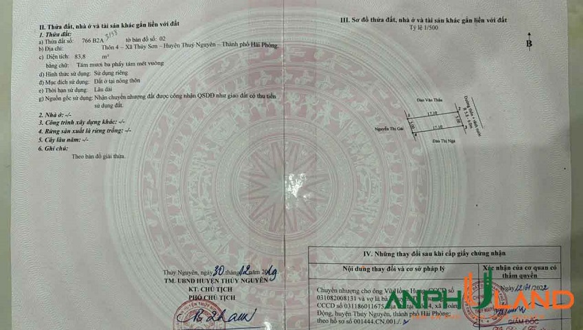 Cần bán lô đất TDP 4, Phường Thủy Đường, TP Thủy Nguyên, Hải Phòng