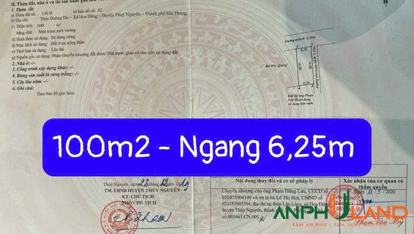 Cần bán lô góc hai mặt tiền siêu đẹp, TDP Đường Đá, Phường Hoa Động, TP Thủy Nguyên 