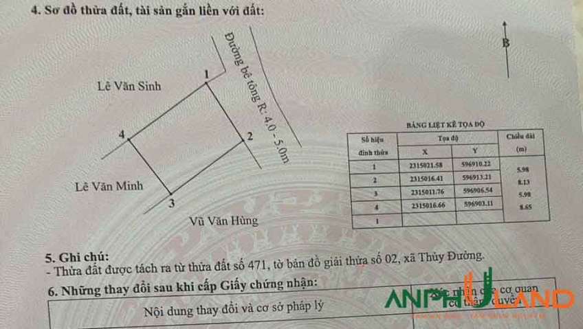 Duy nhất 1 lô đất đẹp F0 đã có bìa đỏ tại TDP Xanh Soi, Phường Thủy Đường, TP Thủy Nguyên