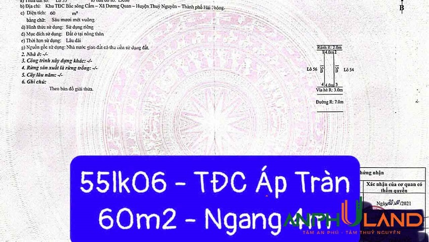 Cần bán lô đất hàng hiếm TĐC Áp Tràn, Phường Thủy Nguyên ( xã Dương Quan), Hải Phòng