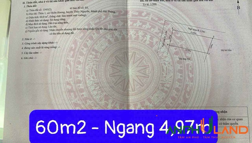 Cần bán đất lô góc  thôn 1, Phường Thiên Hương, TP Hải Phòng