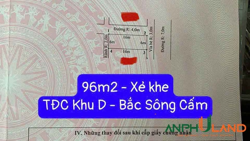Cần bán tái định cư khu D, Bắc Sông Cấm, phường Thủy Nguyên, TP Hải Phòng