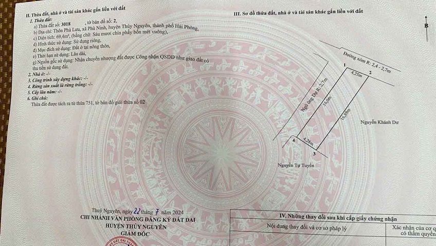 Chính chủ chào bán lô góc đẹp mướt mơ, đất mặt đường tuyến 2 xã Việt Nhân ( xã Phù Ninh cũ)