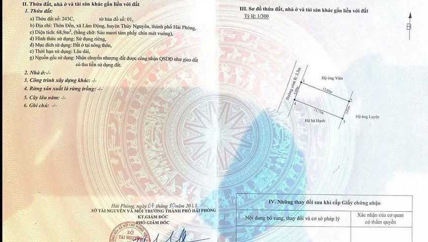 Cần bán 2 lô ngay ủy ban Phường Thiên Hương ( xã Lâm Động ), TP Hải Phòng