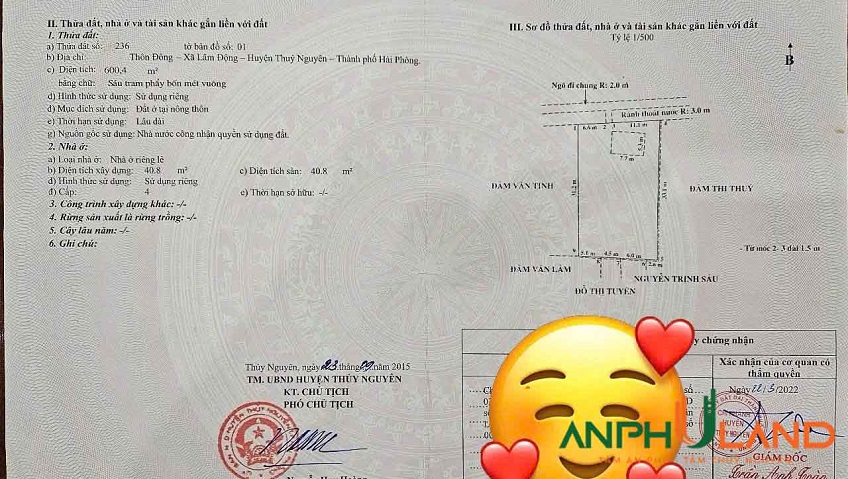 Cần bán lô đất siêu đẹp, Phường Thiên Hương ( xã Lâm Động), TP Hải Phòng
