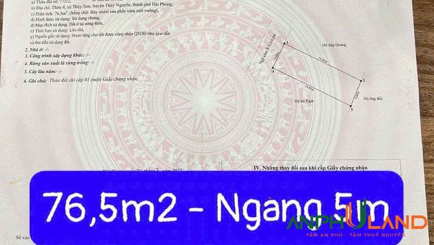 Chào bán lô đất siêu đẹp phường Thủy Nguyên ( xã Thủy Sơn), TP Hải Phòng