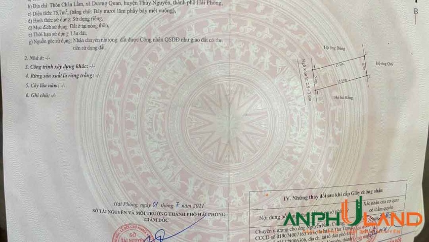 Chào bán lô đất đẹp, sát cạnh dự án Bạch Đằng, Phường Thủy Nguyên, TP Hải Phòng