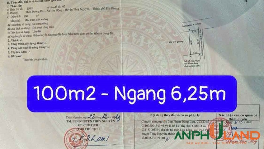 Cần bán lô góc hai mặt tiền siêu đẹp, TDP Đường Đá, Phường Thủy Nguyên, TP Hải Phòng
