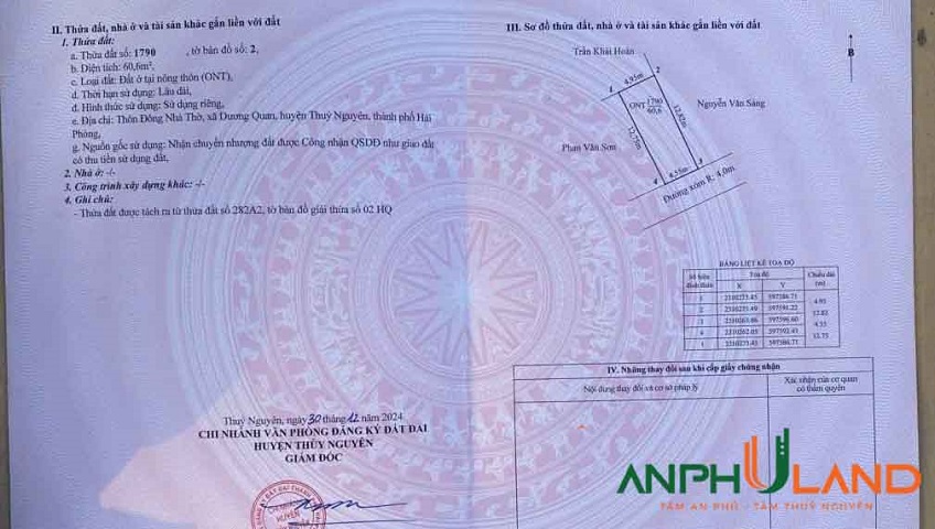 Cần bán lô đất đẹp tại phường Thủy Nguyên ( xã Dương Quan), TP Hải Phòng