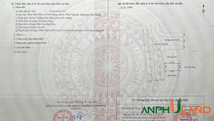 Bán lô đất vị trí vàng phường Thuỷ Nguyên (xã Hoa Động), TP Hải Phòng