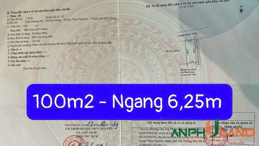 Cần bán lô góc TDP Đường Đá, Phường Thủy Nguyên ( xã Hoa Động), TP Hải Phòng