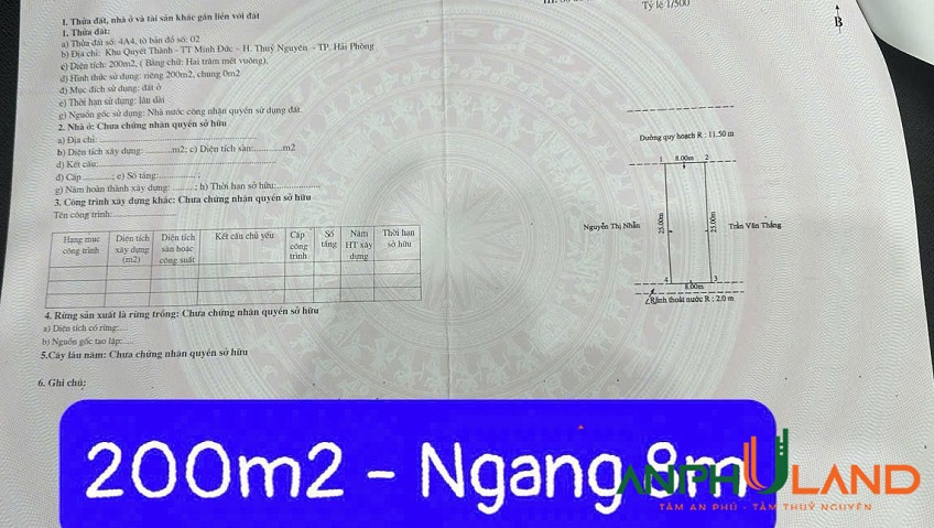 Bán nhanh lô đất phân lô  tại khu Quyết Thành, Phường Bạch Đằng ( TT Minh Đức), TP Hải Phòng