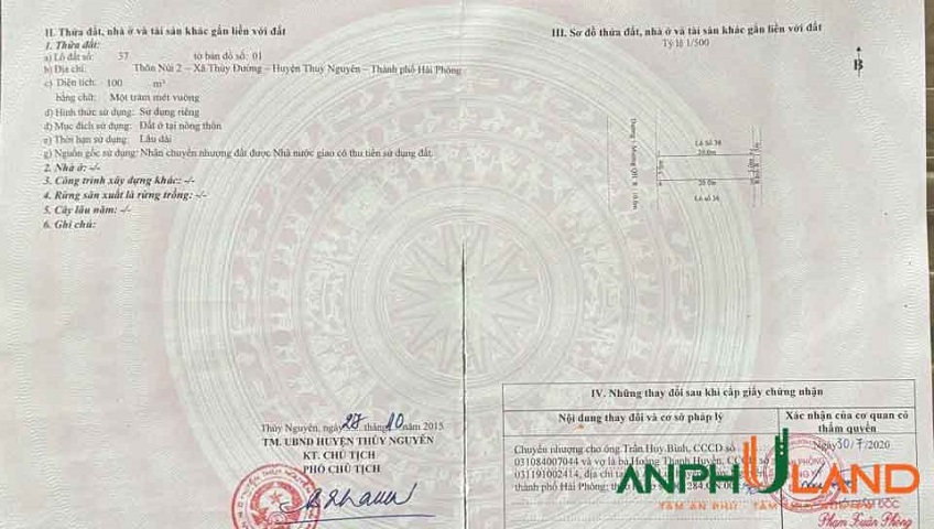 Cần bán lô đất Núi 2, Phường Thủy Nguyên ( xã Thủy Đường), TP Hải Phòng