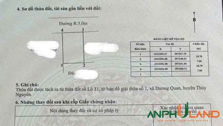 Cần bán lô đất TDP Bấc Vang, Phường Thủy Nguyên ( xã Dương Quan), TP Hải Phòng