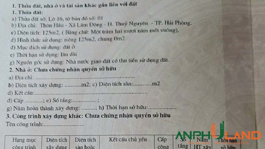 Bán nhanh lô đất mặt đường 203 phường Thiên Hương (xã Lâm Động), TP Hải Phòng