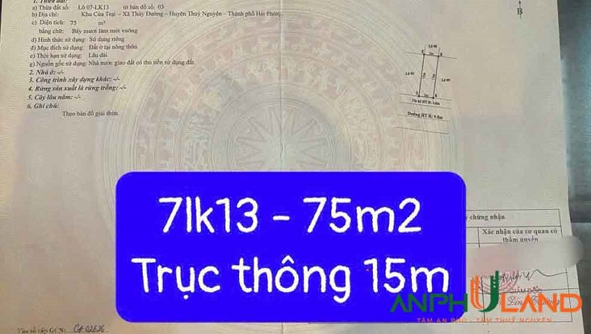 Chỉ còn 2 lô cực đẹp, khu đấu giá Cửa Trại, Phường Thủy Nguyên ( xã Thủy Đường), TP Hải Phòng