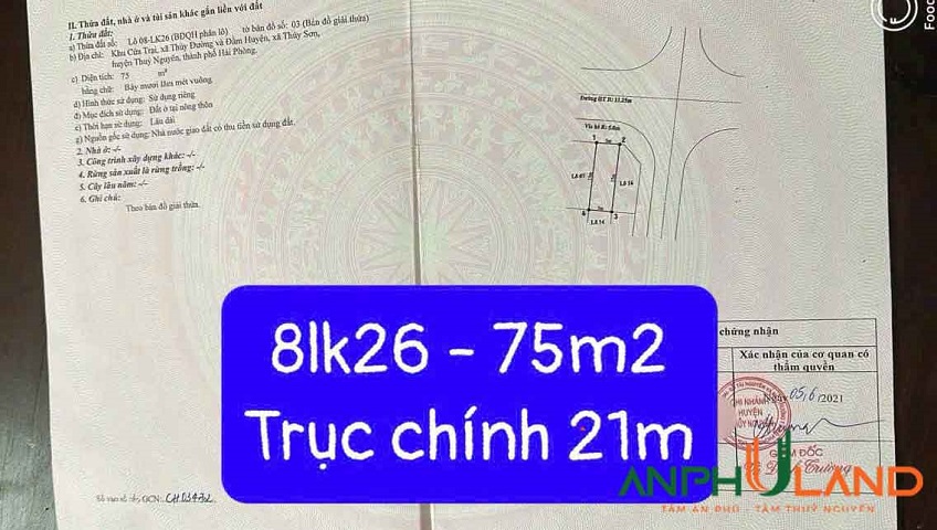 Chỉ còn 2 lô cực đẹp, khu đấu giá Cửa Trại, Phường Thủy Nguyên ( xã Thủy Đường), TP Hải Phòng