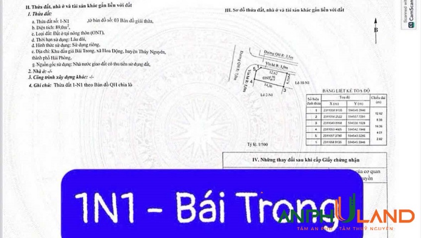 Bán lô đất siêu phẩm khu đấu giá Bái trong, phường Thuỷ Nguyên, TP Hải Phòng