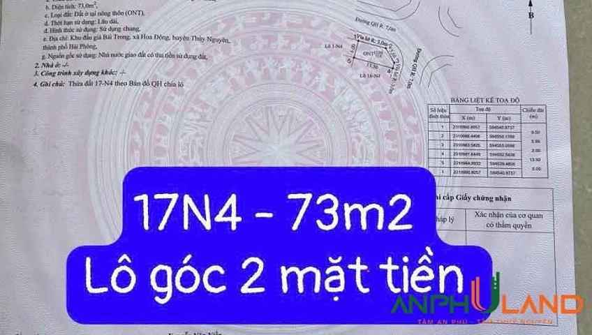 Chính chủ gửi bán lô Bái Trong, Phường Thuỷ Nguyên (xã Hoa Động), TP Hải Phòng