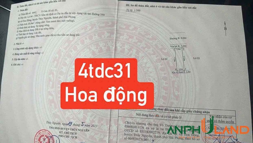 Cần bán tái định cư tại Phường Thủy Nguyên ( xã Hoa Động), TP Hải Phòng