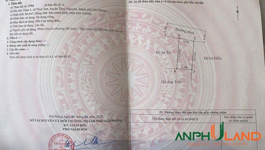 Bán lô đất đẹp giá rẻ phường Thuỷ Nguyên (xã Thuỷ Sơn), TP Hải Phòng