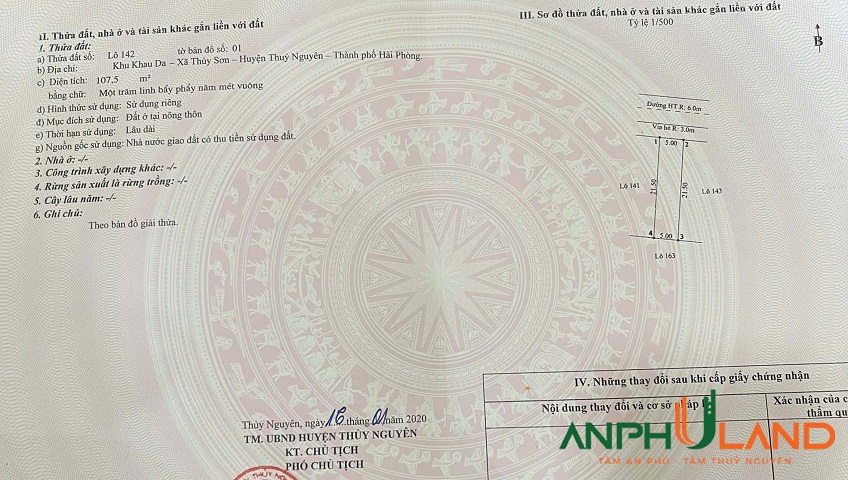 Cơ hội vàng để sở hữu 2 lô đất tại Khau Da, phường Thuỷ Nguyên, TP Hải Phòng