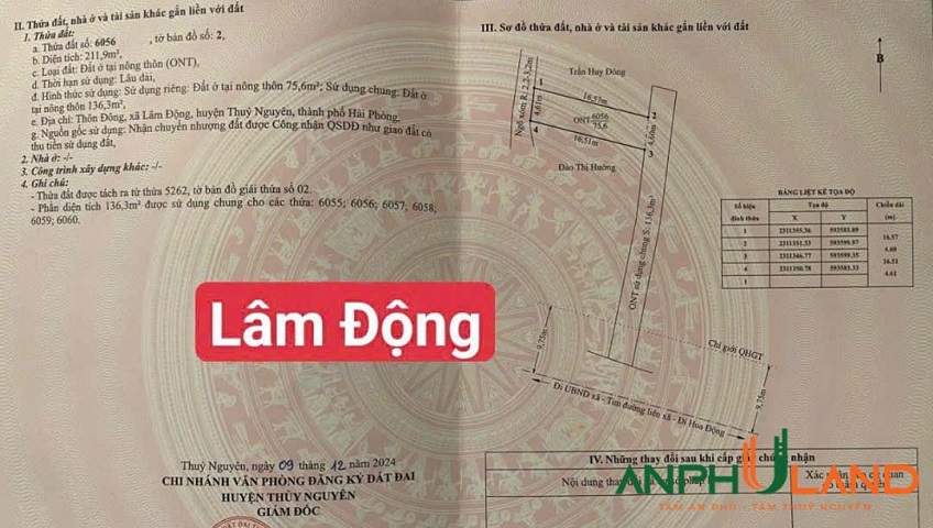 Bán lô đất cách đường 203 phường Thiên Hương (xã Lâm Động), TP Hải Phòng