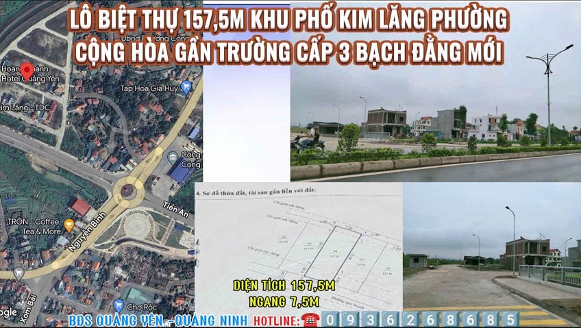 Cần bán lô biệt thự phân lô gần trường cấp 3 Bạch Đằng, Quảng Yên, Quảng Ninh