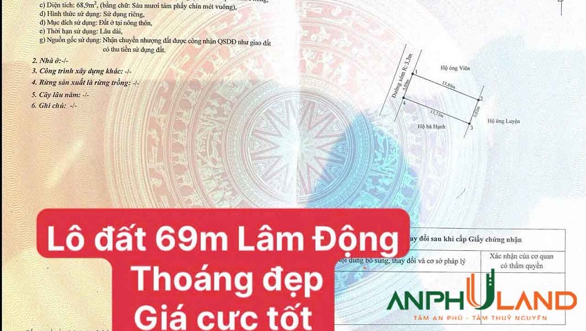 Chính chủ gửi bán một lô đất  Phường Thiên Hương ( xã Lâm Động), TP Hải Phòng