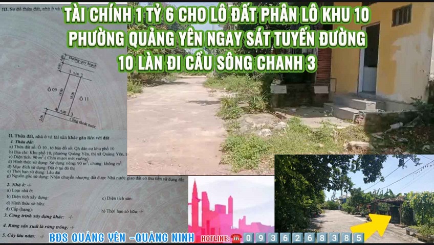 Chỉ 1 tỷ 6 sở hữu lô đất vàng tại khu 10, Phường Quảng Yên, tỉnh Quảng Ninh