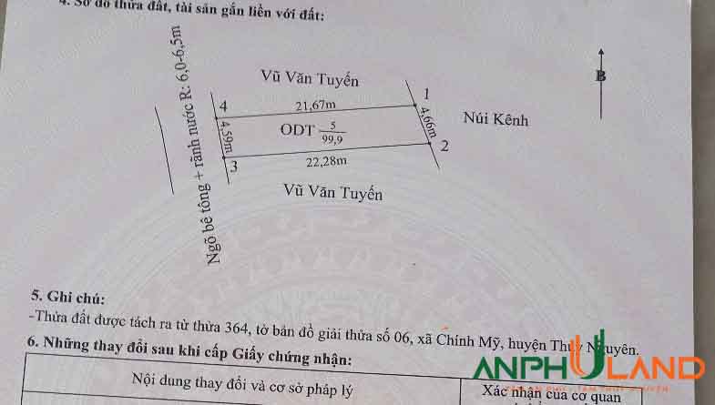 Cần bán 100 m2 đất Phường Lê Ích Mộc ( xã Chính Mỹ ), TP Hải Phòng