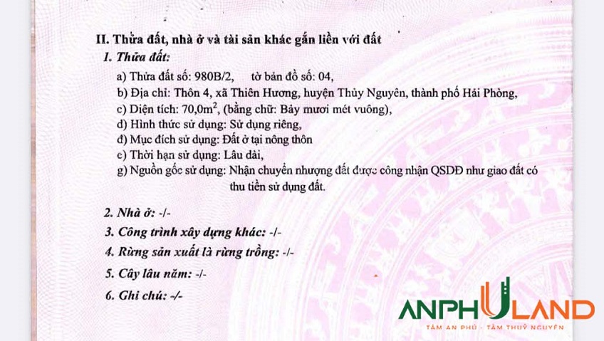 Chính chủ gửi bán lô đất siêu đẹp mặt đường trải nhựa phường Thiên Hương, TP Hải Phòng