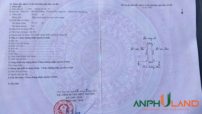 Chào bán lô đất mặt đường rộng tại Phường Thiên Hương ( xã Lâm Động), TP Hải Phòng