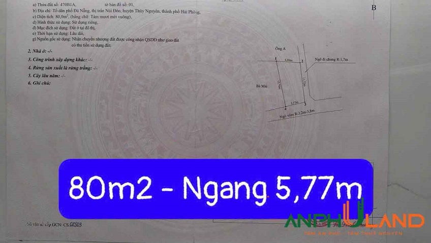Cần bán lô góc 2 mặt tiền tại Phường Thủy Nguyên ( TT Núi Đèo), TP Hải Phòng