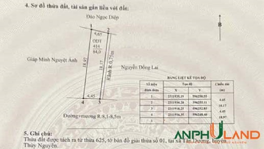 Chính chủ gửi bán lô đất phường Thủy Nguyên (Tân Dương), TP Hải Phòng