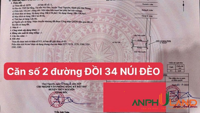 Bán căn nhà số 2 tại Đồi 34, phường Thuỷ Nguyên (Núi Đèo), TP Hải Phòng