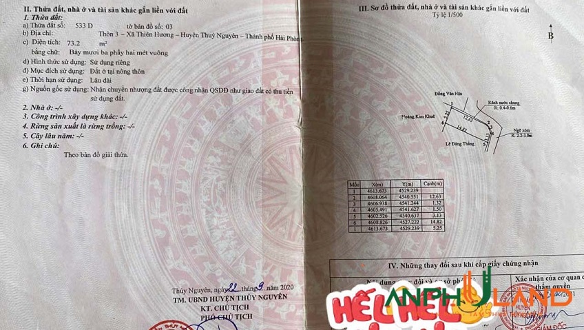 Bán lô góc vị trí đắc địa trung tâm phường Thiên Hương, TP Hải Phòng