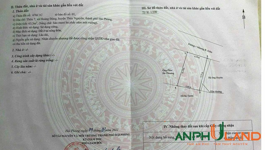 Chính chủ gửi bán lô đất đẹp tại phường Thiên Hương ( xã Hoàng Động ), TP Hải Phòng