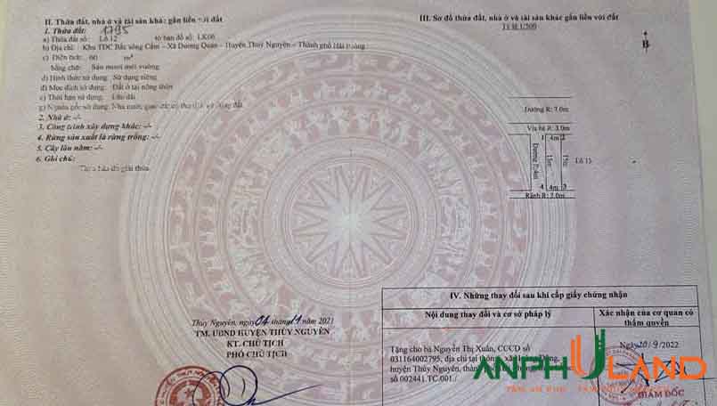 Cần bán đất TĐC Áp Tràn, Phường Thủy Nguyên ( xã Dương Quan), TP Hải Phòng