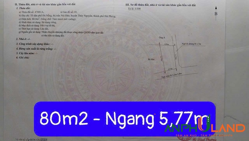 Chính chủ gửi bán lô góc 2 mặt tiền tại trung tâm phường Thuỷ Nguyên (Núi Đèo), TP Hải Phòng